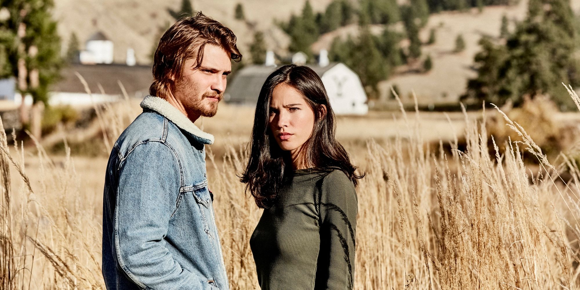 Luke Grimes and Kelsey Asbille in Yellowstone