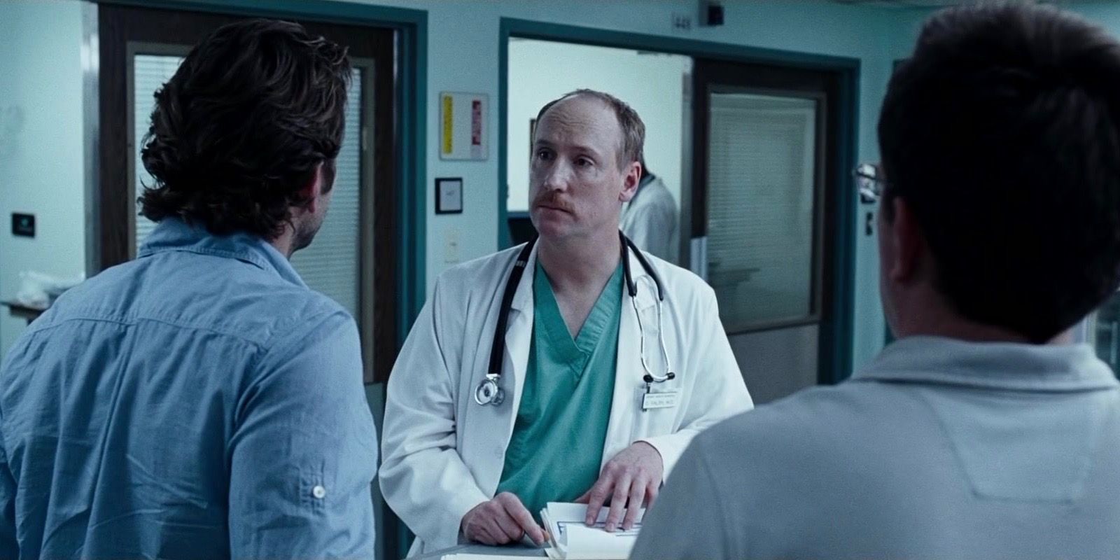 Matt Walsh as Doctor Valsh talking to the guys in The Hangover