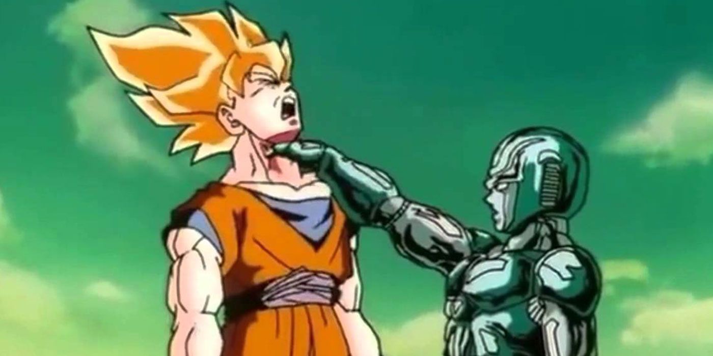 Goku being choked in Dragon Ball Z: The Return Of Cooler (1992)