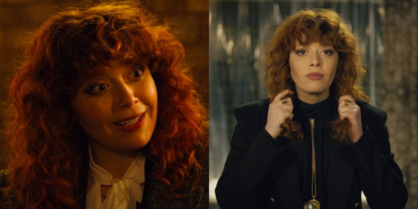 A split image showing Nadia Vulvokov in Russian Doll.