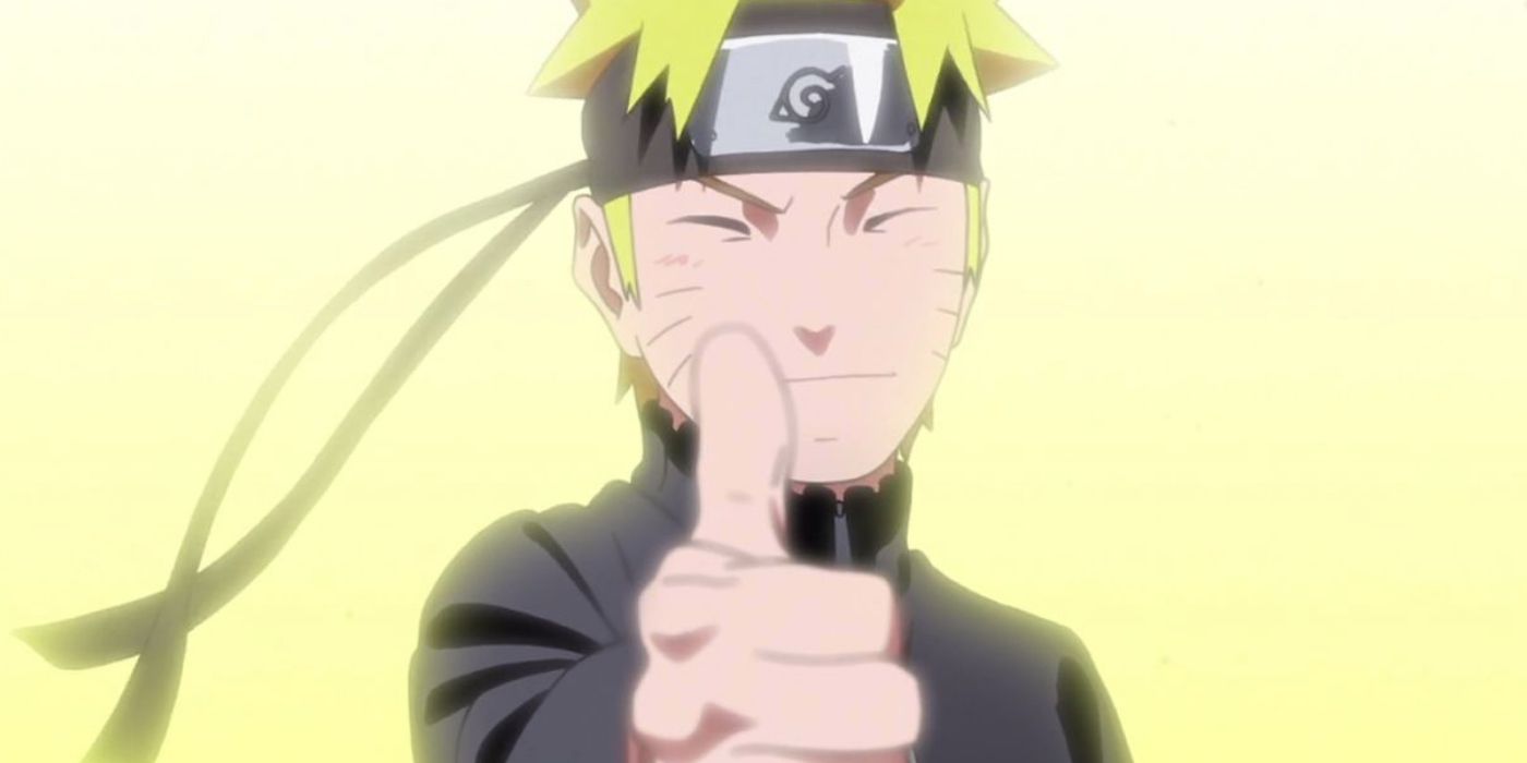 Naruto Uzumaki presents a thumbs up to the viewer