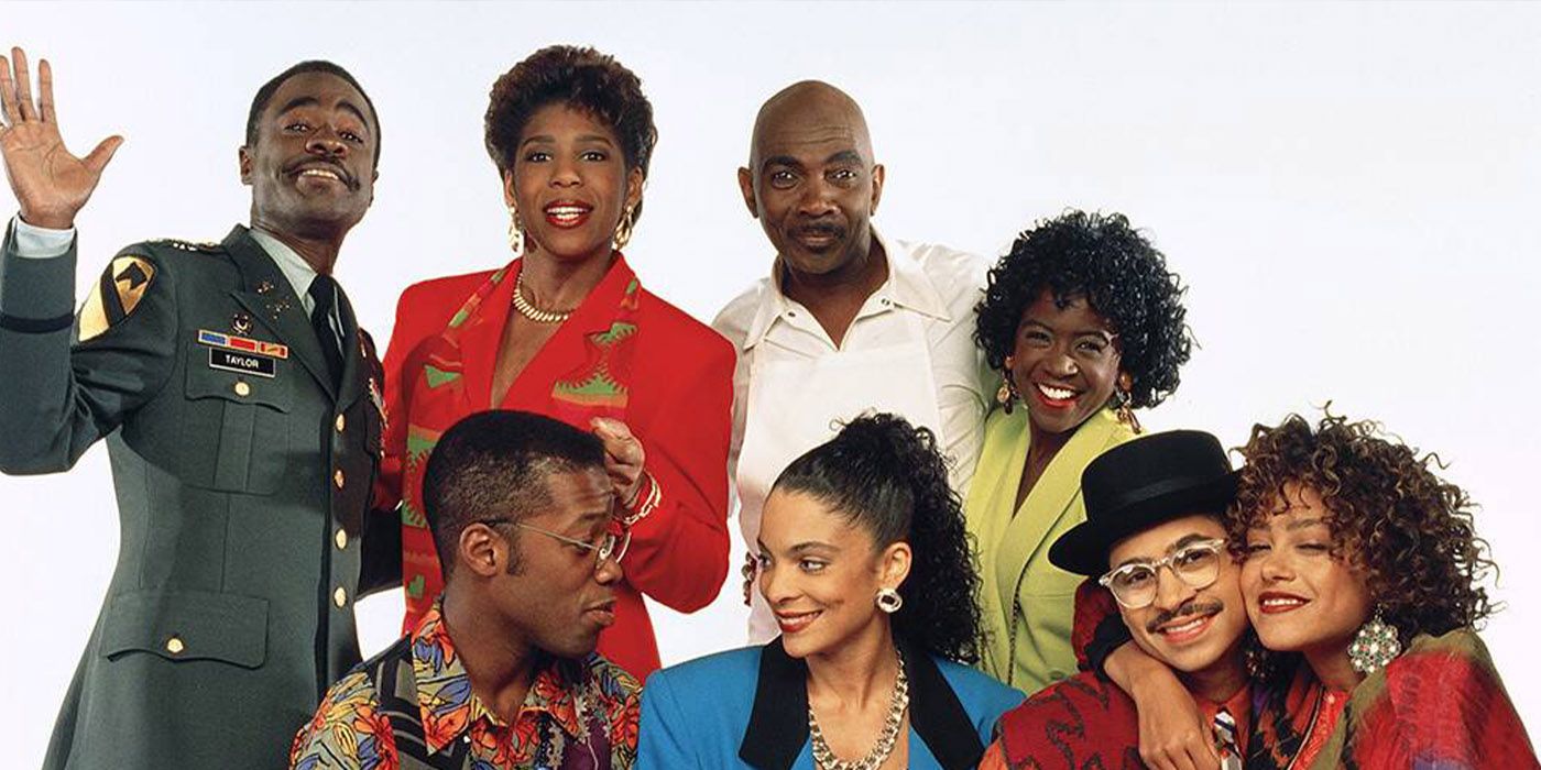 The cast of A Different World pose for a promo image