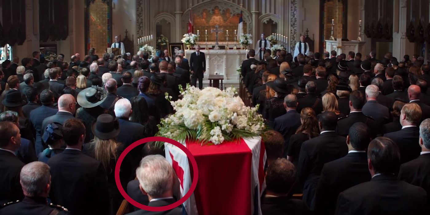 Old Captain America at Peggy Carter's Funeral in Civil War