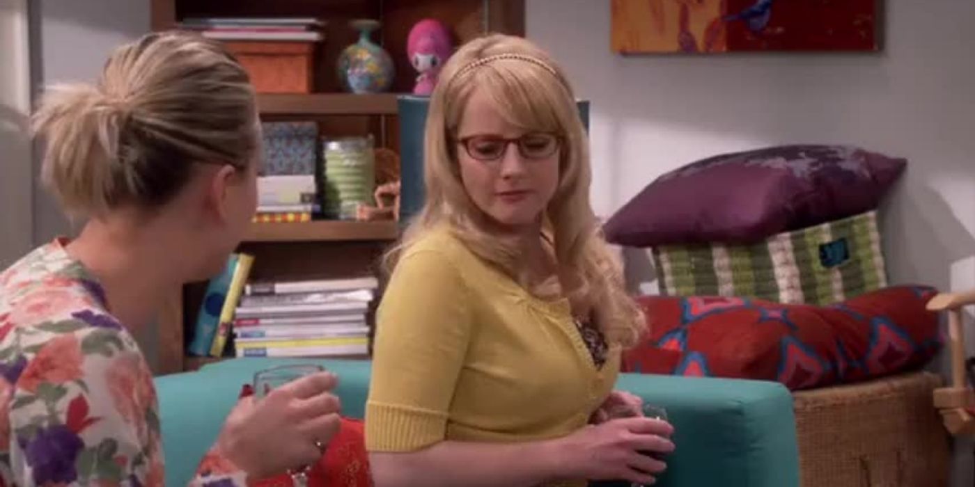 Penny talking to Bernadette in her apartment over coffee on TBBT