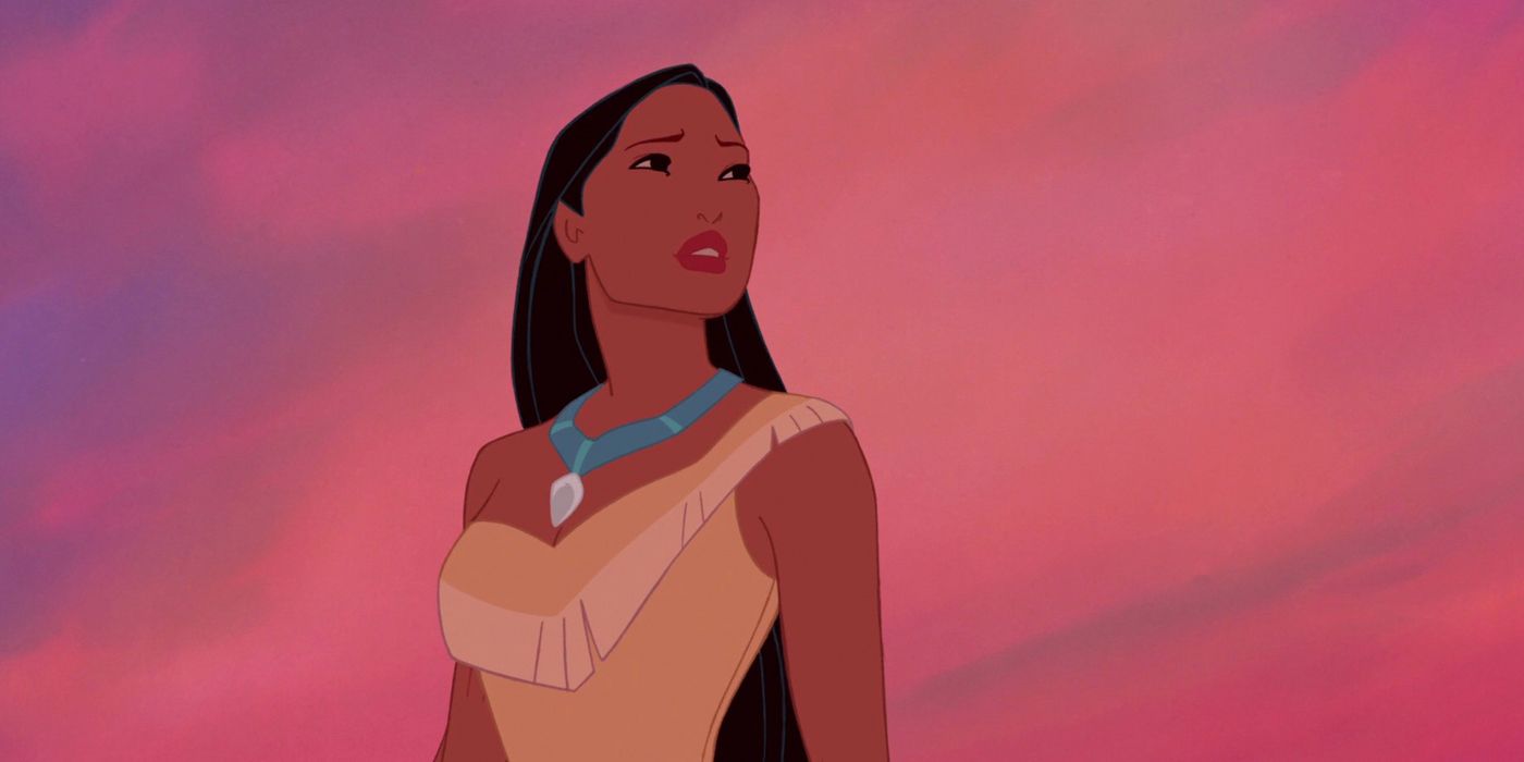 Pocahontas stands on a cliff