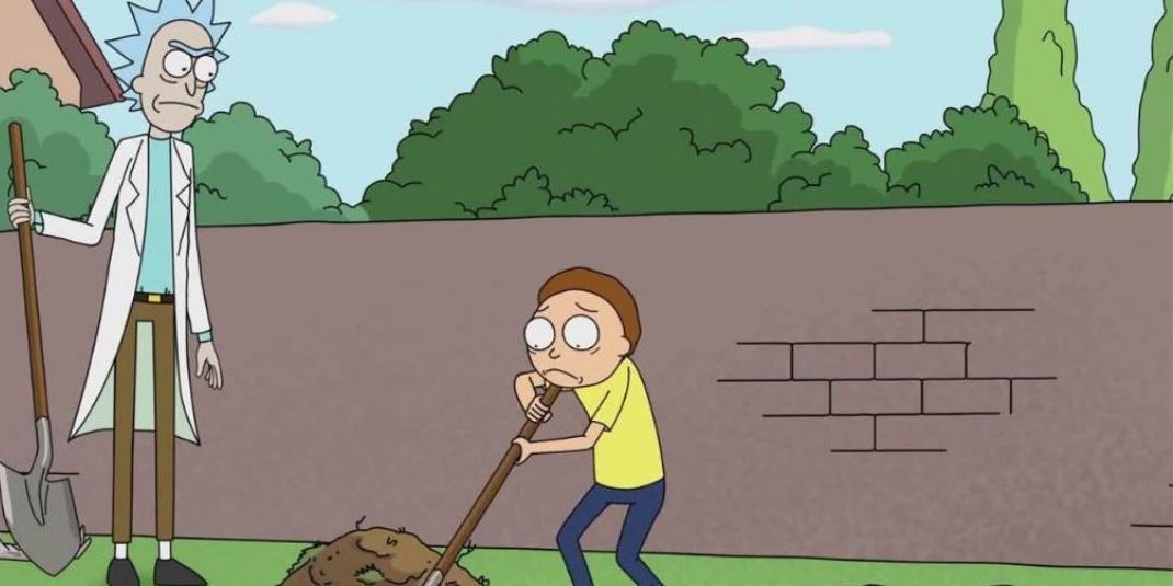Rick and Morty burying their doubles