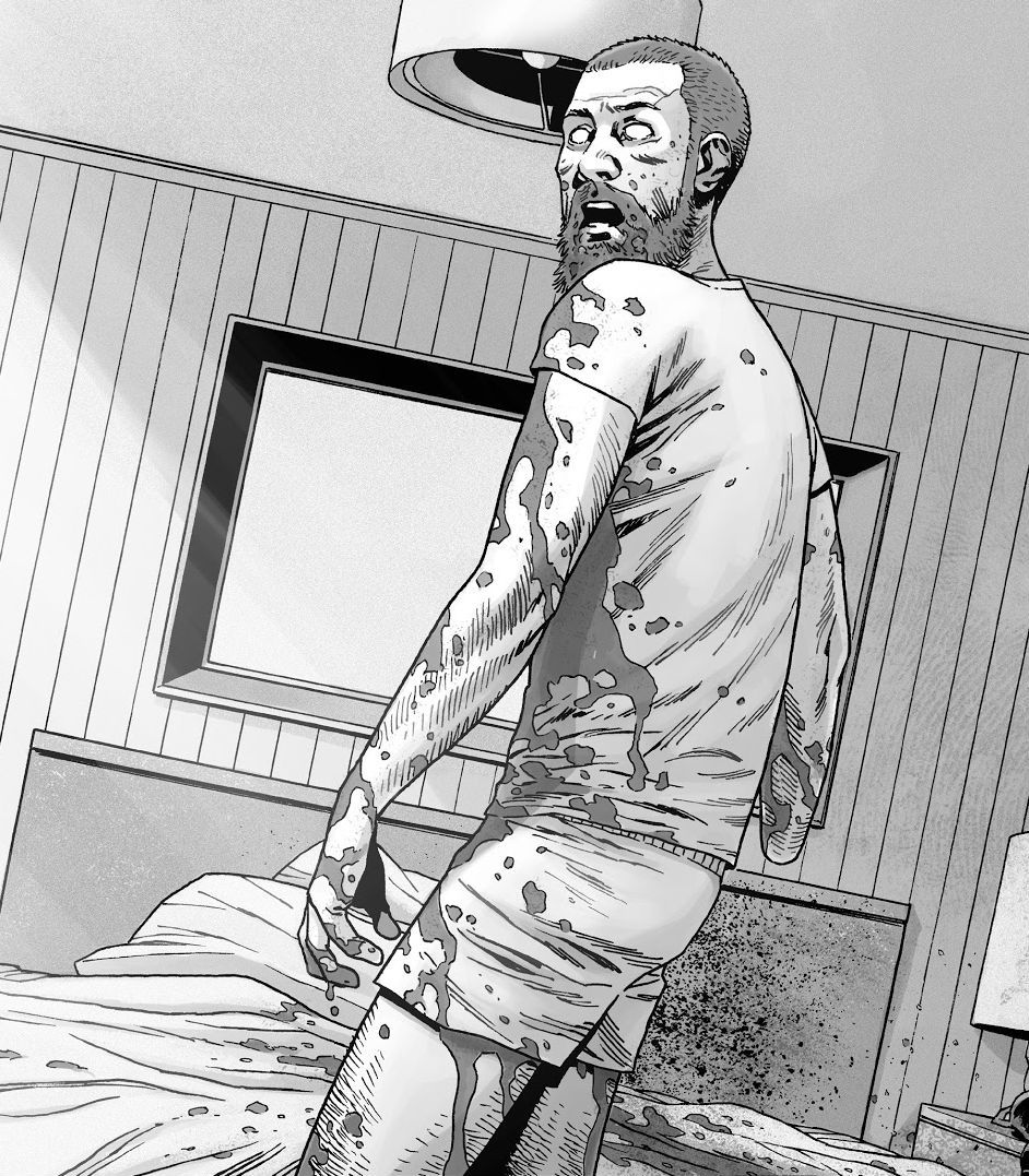 Rick as a zombie in The Walking Dead comics