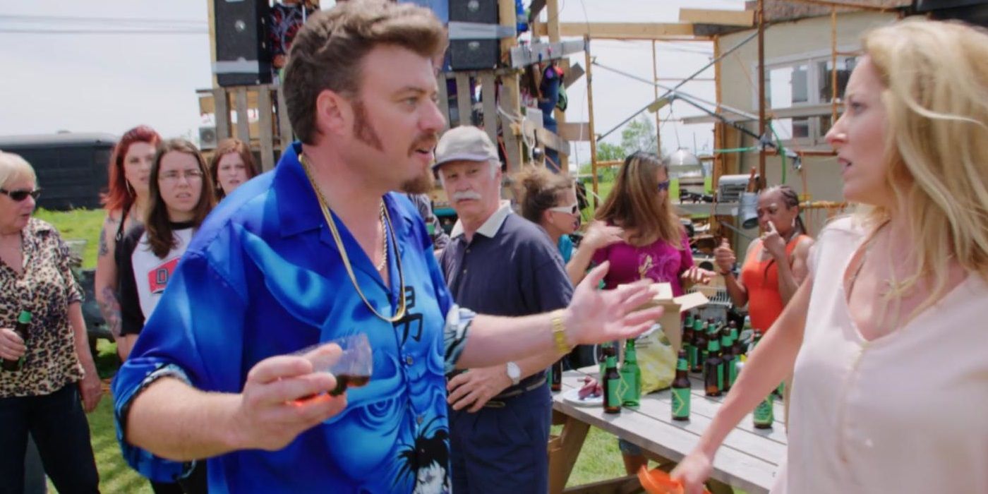 Ricky argues with a woman in Trailer Park Boys