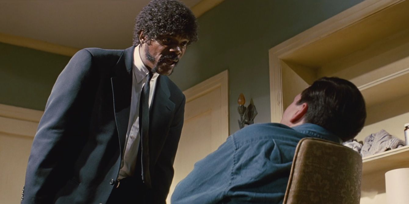 Jules bears down on Brett in Pulp Fiction.