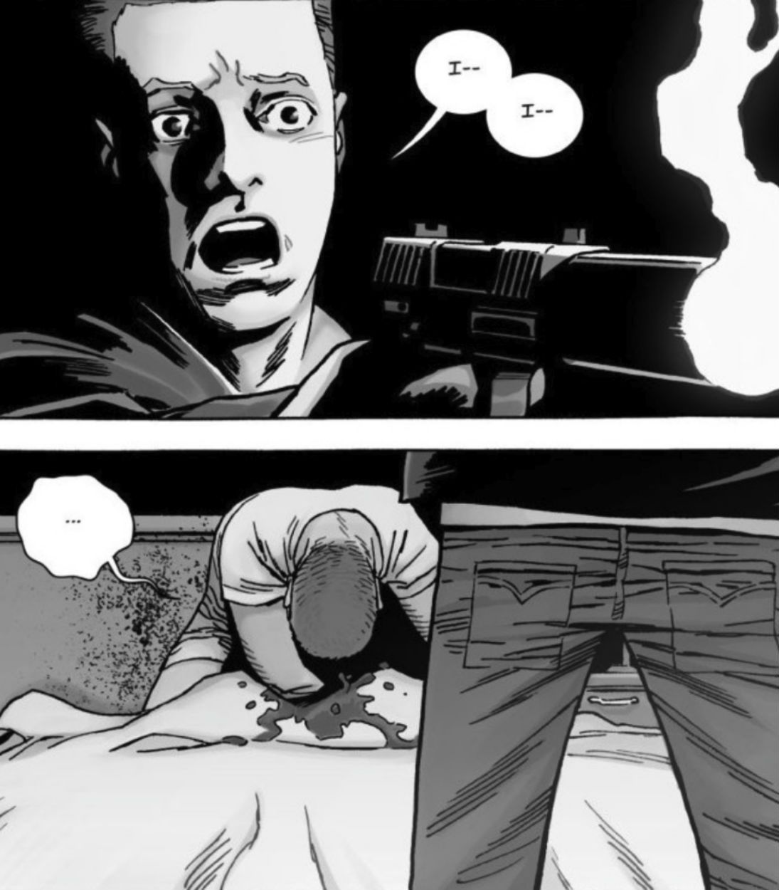 Sebastian shoots Rick in The Walking Dead comics