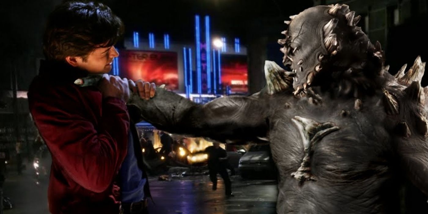Doomsday choking Clark in Smallville