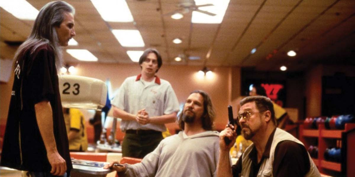 Smokey challenging Donny, The Dude, and Walter's bowling score in The Big Lebowski
