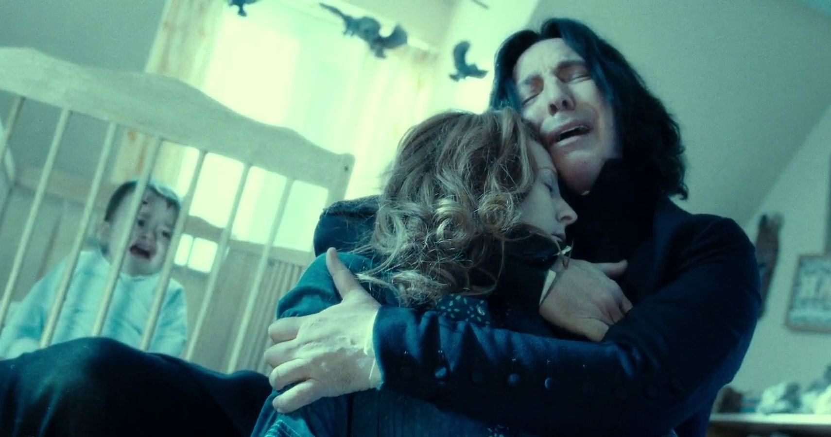 Snape holding Lily Potter's dead body.