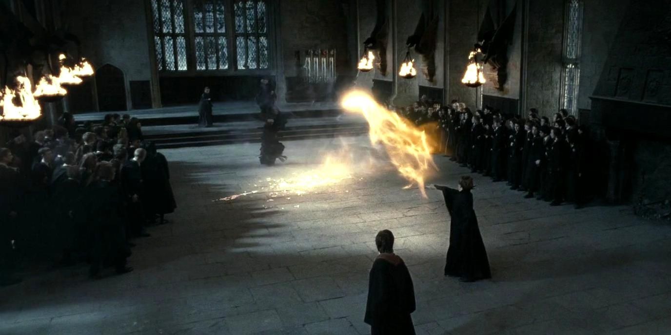 Snape e McGonagall duelam em As Relíquias da Morte