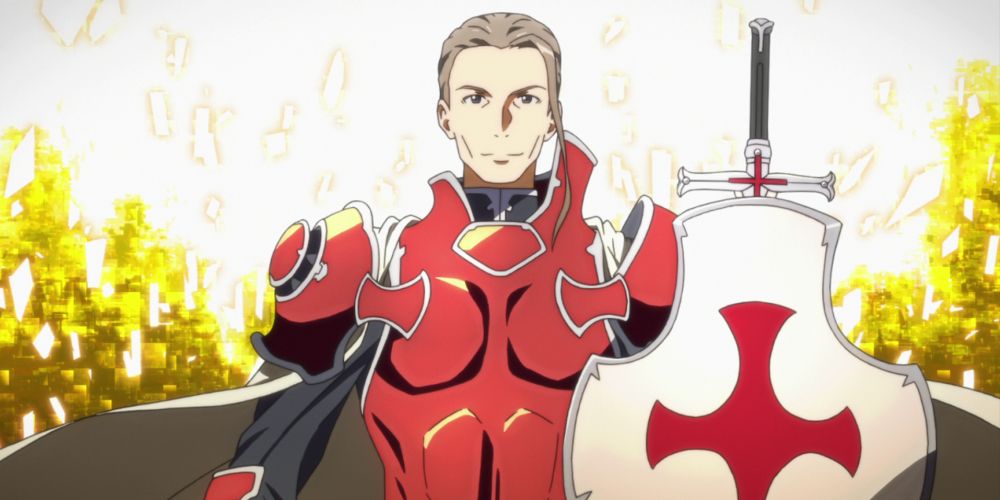 Heathcliff and his shield in Sword Art Online