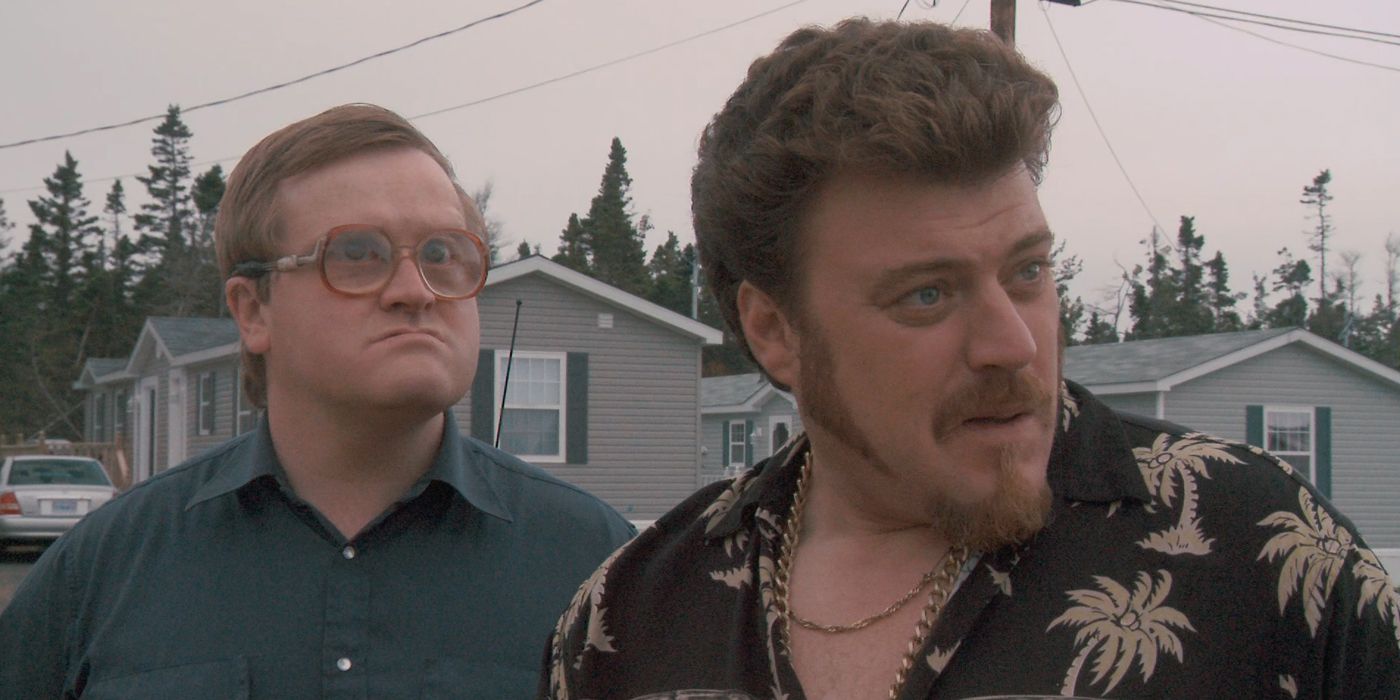 Bubbles standing behind Ricky in Trailer Park Boys