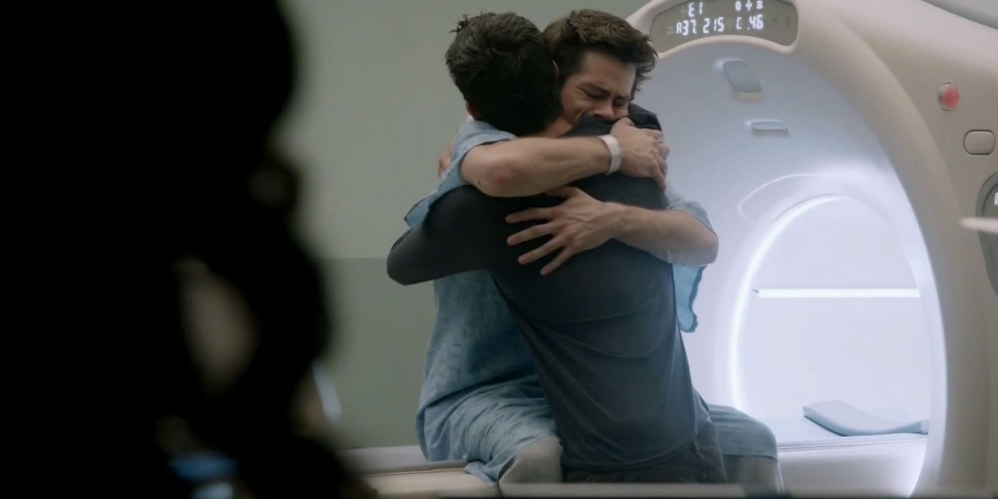 Scott and Stiles hug in Teen Wolf.