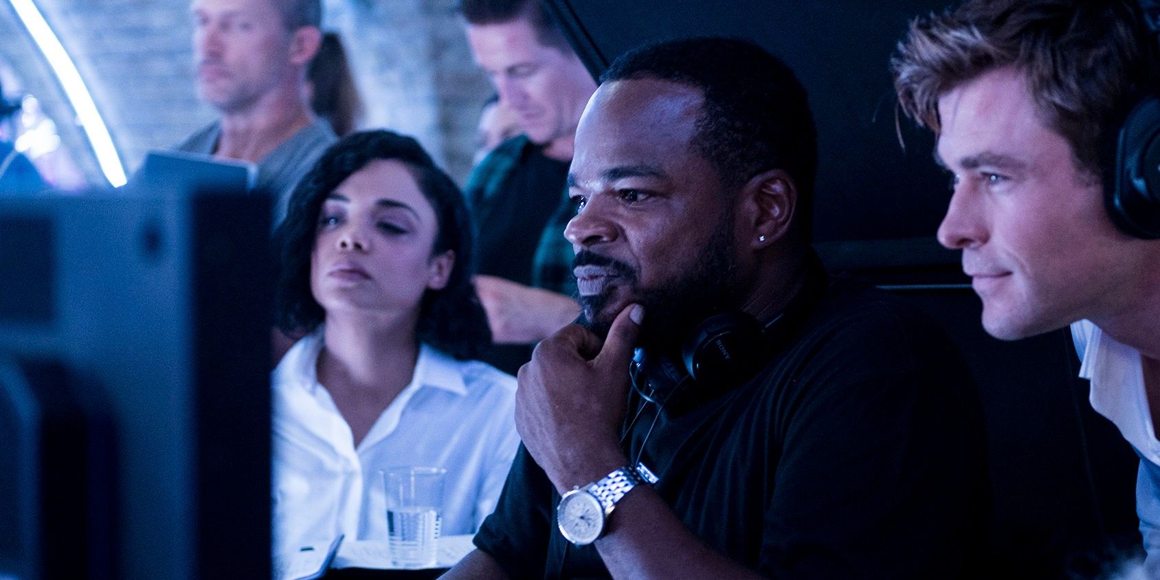 Tessa Thompson F Gary Gray and Chris Hemsworth in Men in Black International