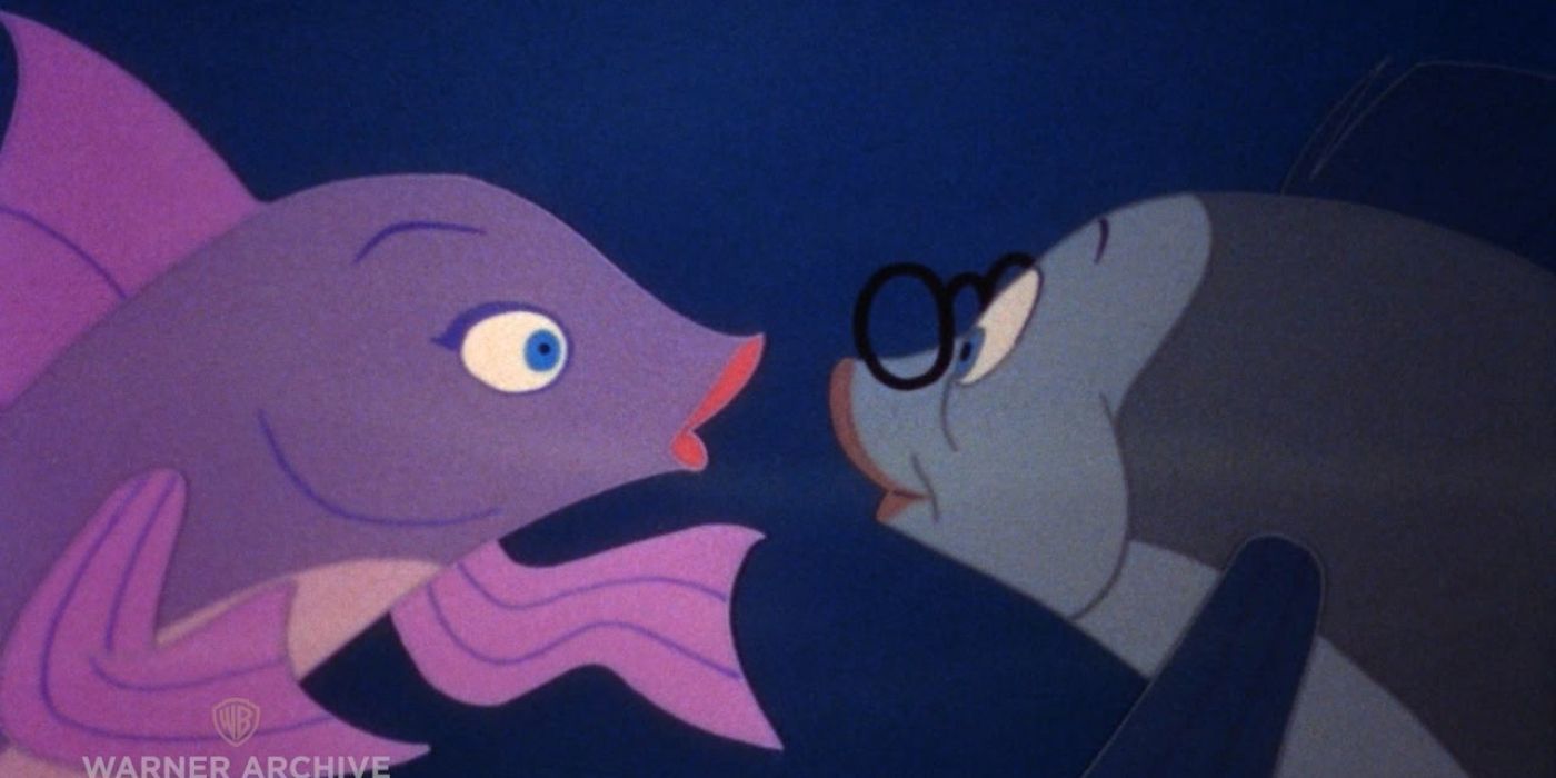Mr. Limpet and Ladyfish face each other in The Incredible Mr. Limpet