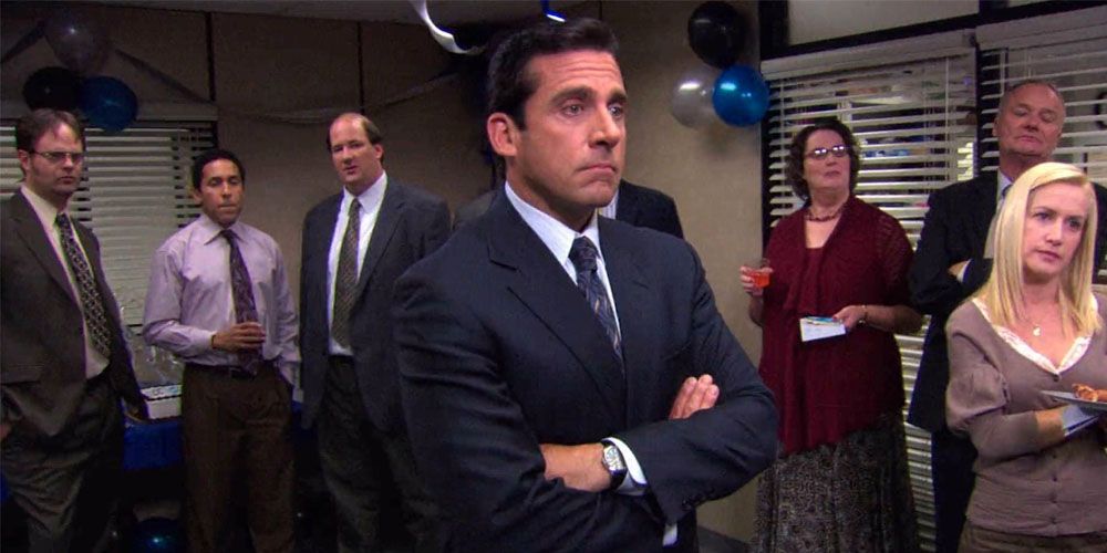 The workers of Dunder Mifflin in the conference room for Launch Party