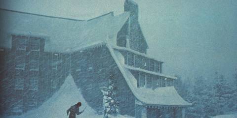 The Overlook Hotel covered in snow in The Shining movie