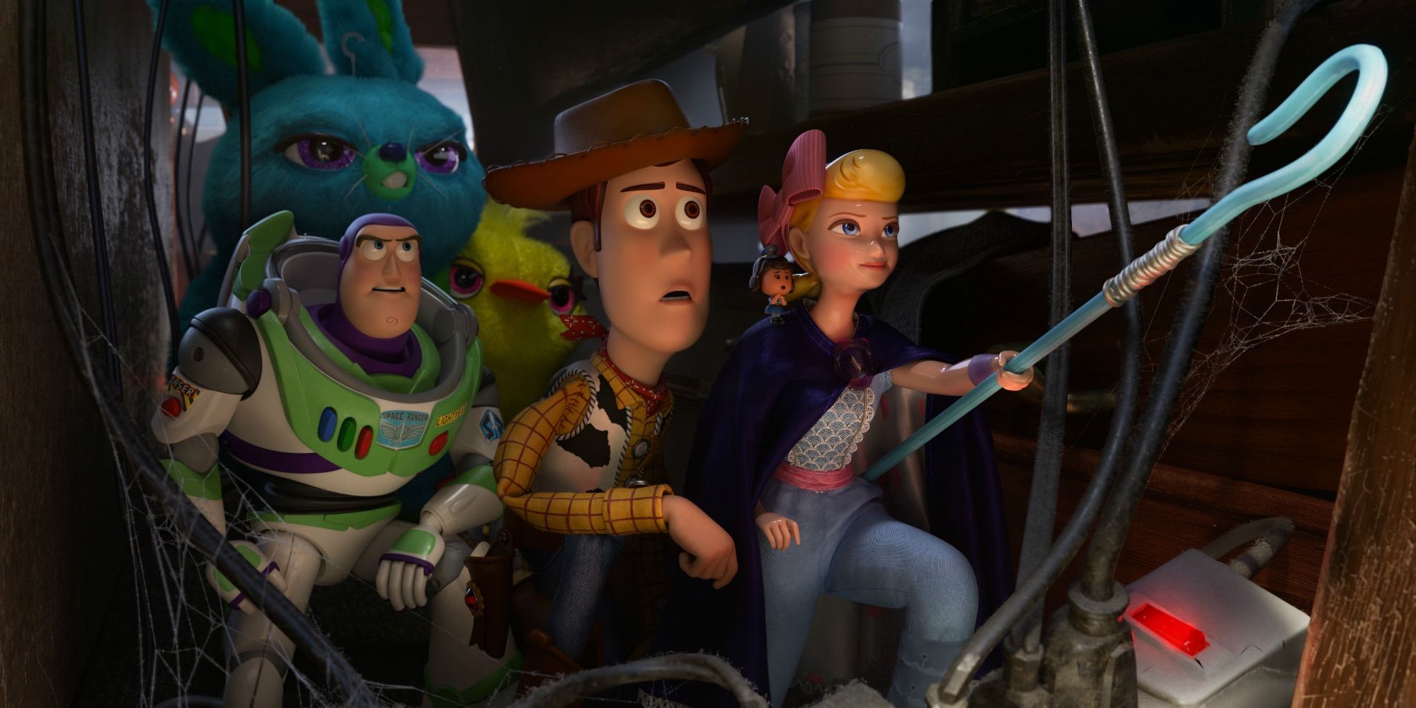  Buzz, Bunny, Ducky, Woody, and Bo Peep in Toy Story 4