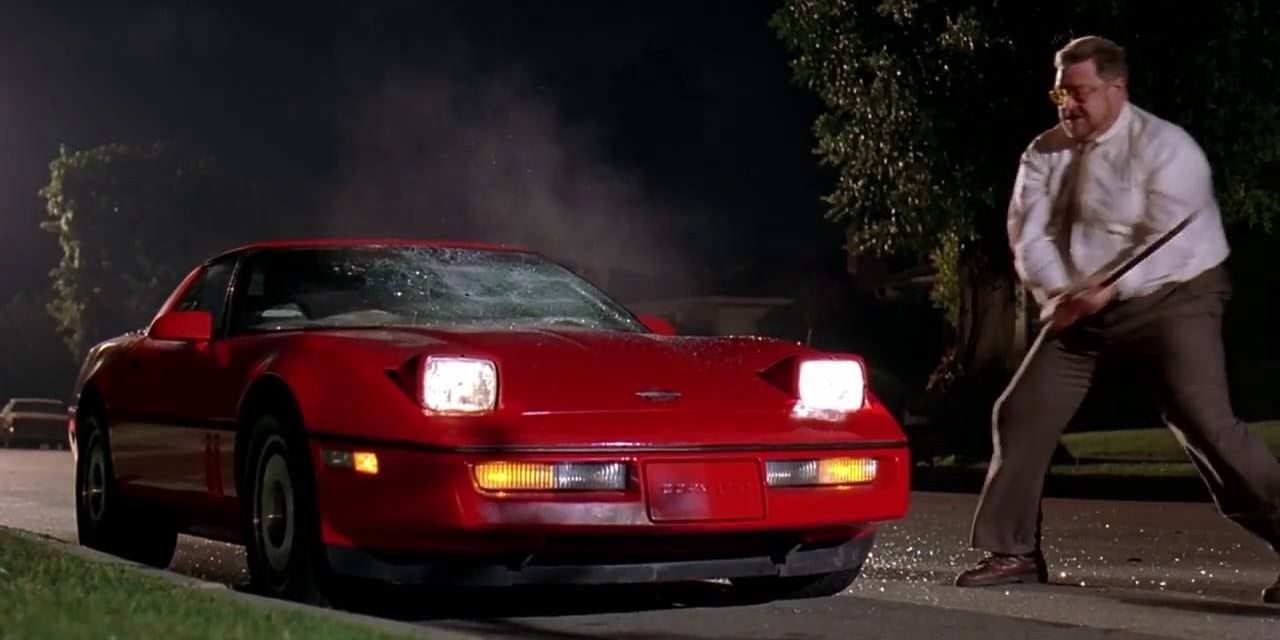 Walter quebra um carro em O Grande Lebowski