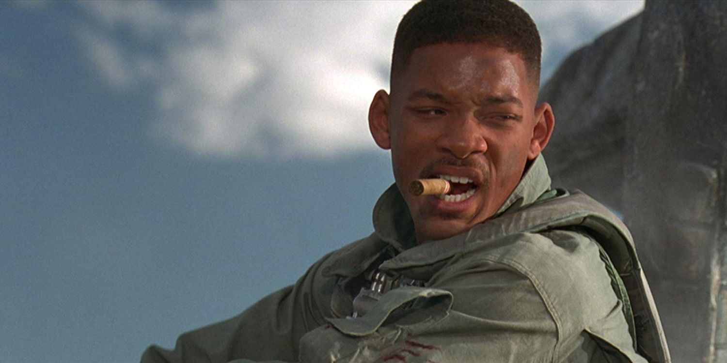 Steven Hiller smoking a cigar in Independence Day