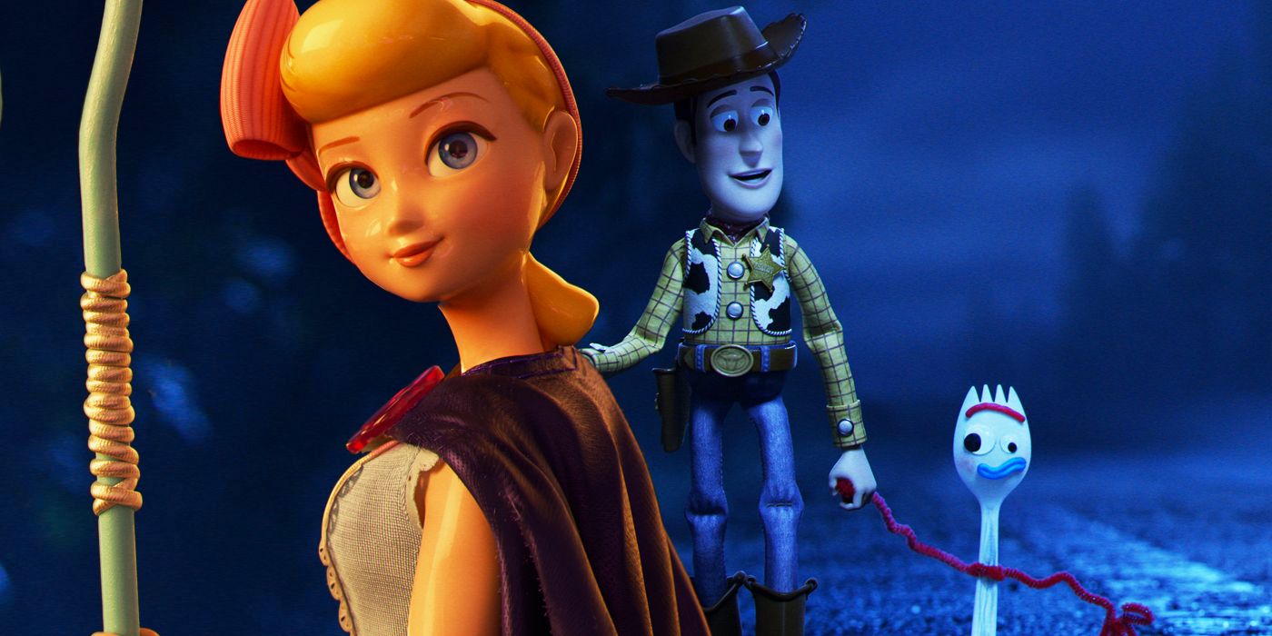 Woody Bo Peep and Forky in Toy Story 4