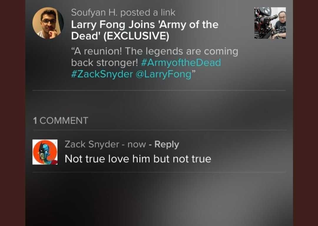 Zack Snyder Debunks Larry Fong Army of the Dead