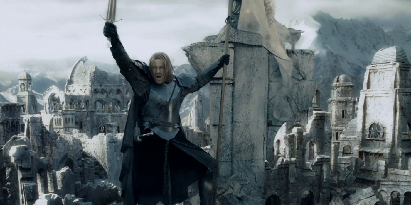 Discurso de vitória de Boromir em Osgiliath no Senhor dos Anéis Duas Torres Extended Edition