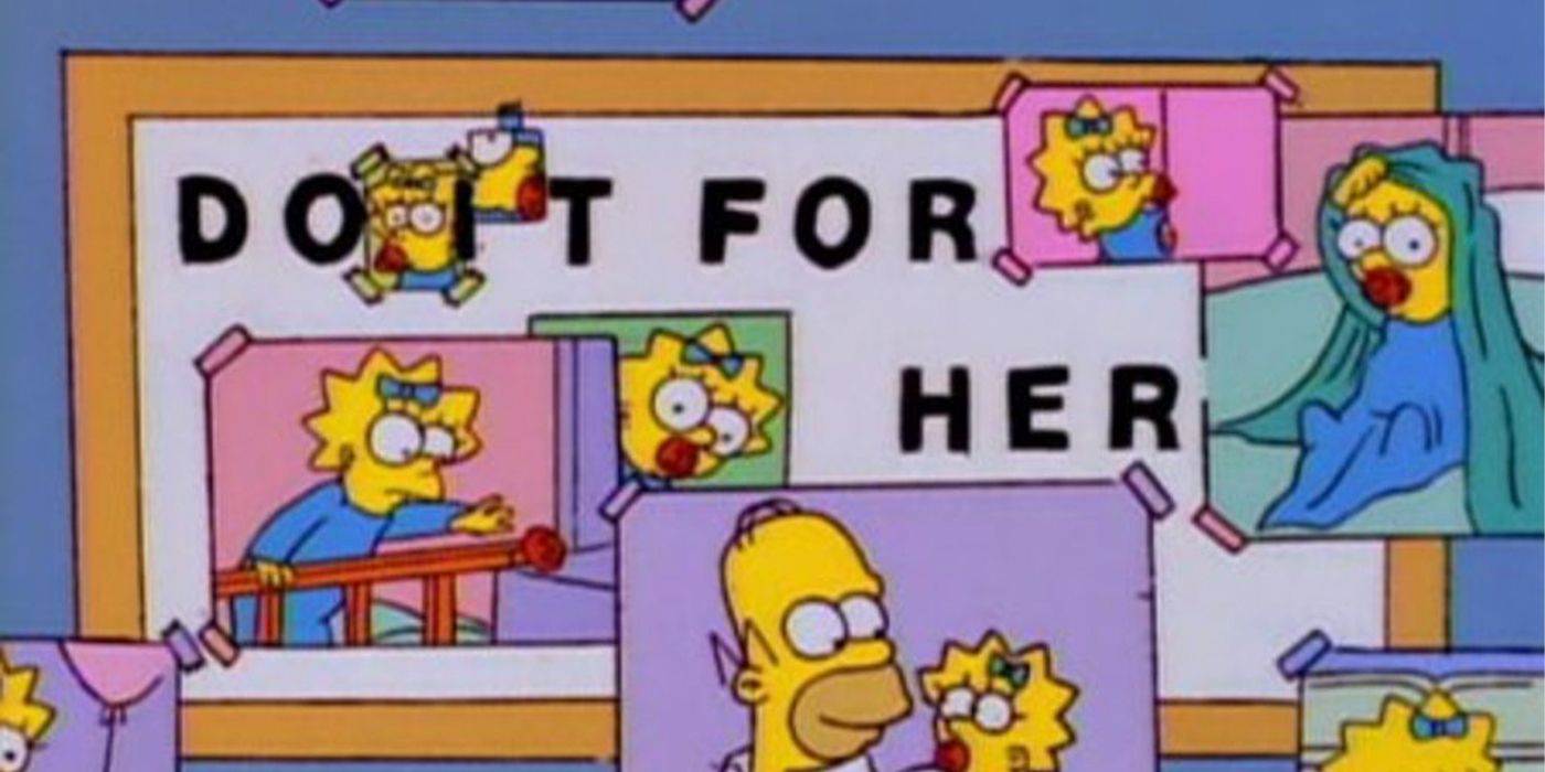 Homer's sign &quot;Do It For Her&quot; about Maggie at work 