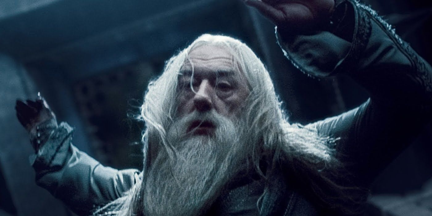 Dumbledore caindo para a morte em Harry Potter e o Enigma do Príncipe