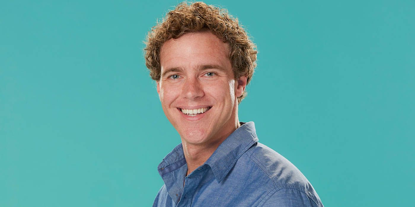 A portrait of Frank Eudy from Big Brother, on a light green background.