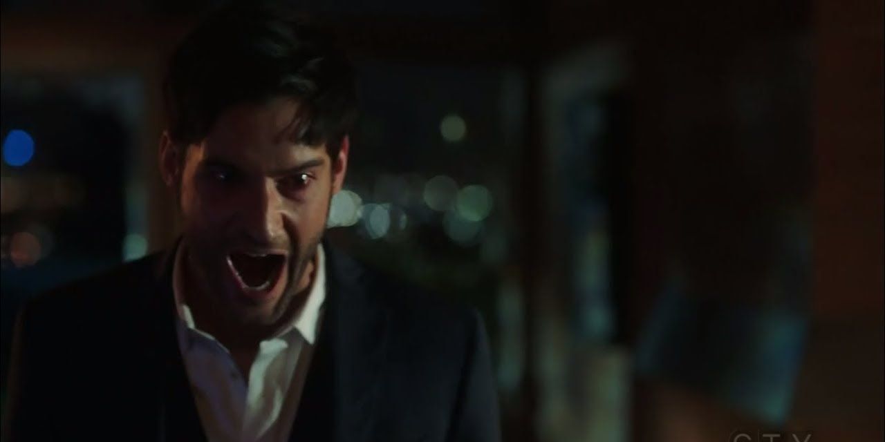 Lucifer looking disheveled and screaming in Lucifer