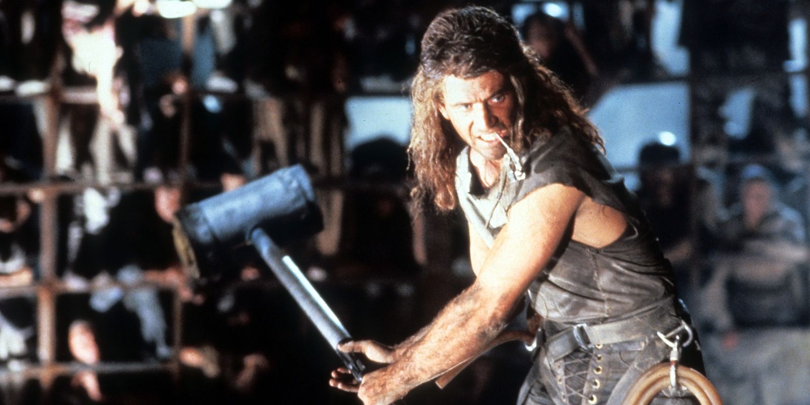 Mel Gibson wields a hammer in Mad Max Beyond Thunderdome