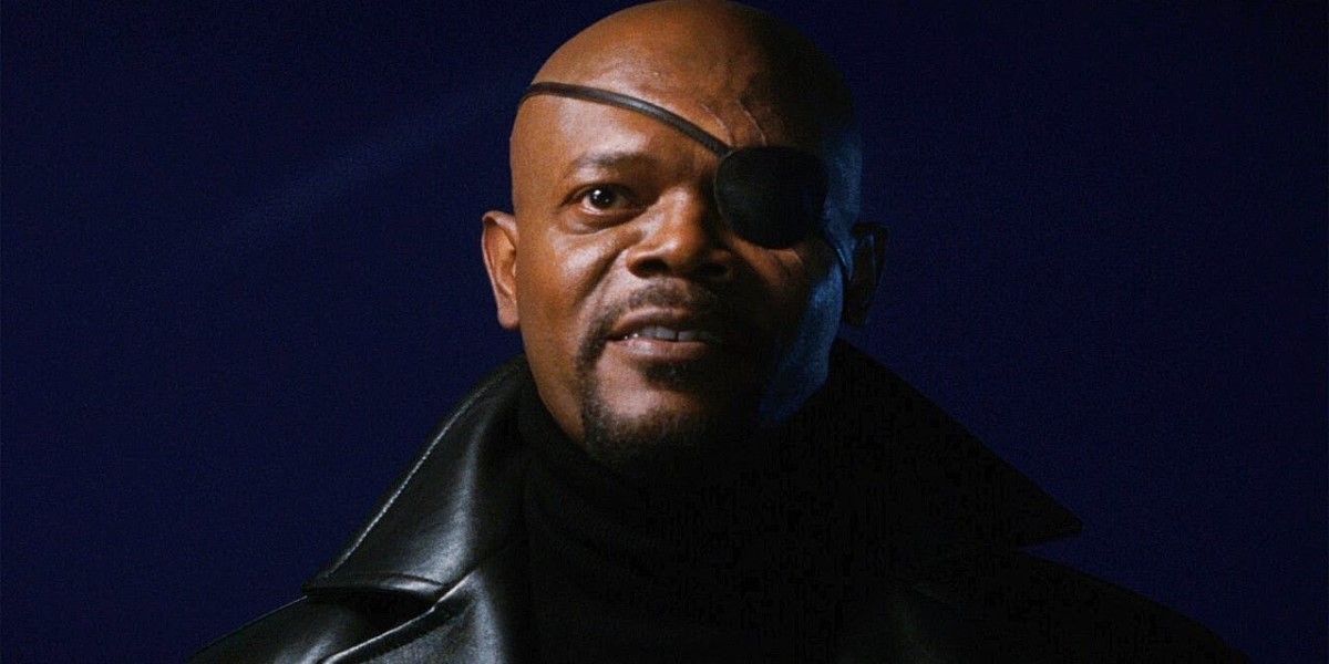 Nick Fury looks at Tony Stark