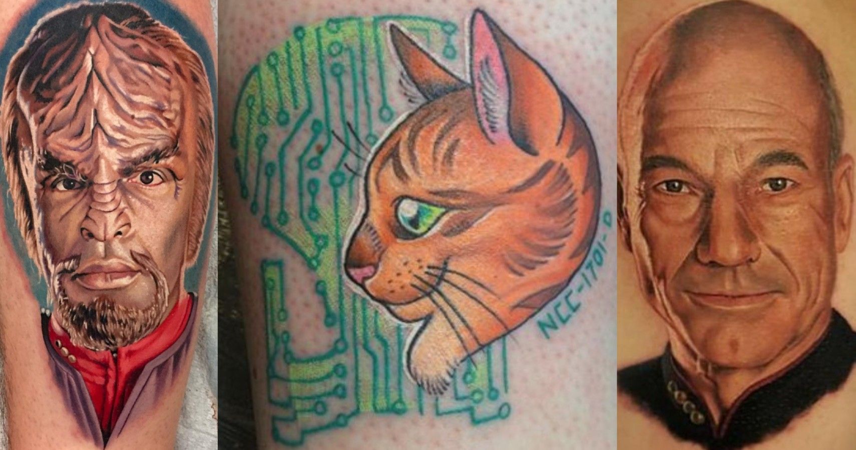 This tattoo is colored with bright yellow ink, and it not every star trek t...