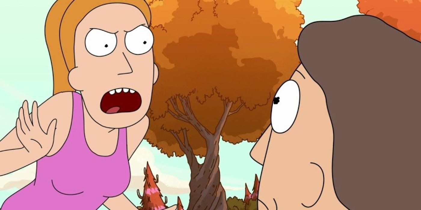 Summer yells at Jerry in Rick and Morty.