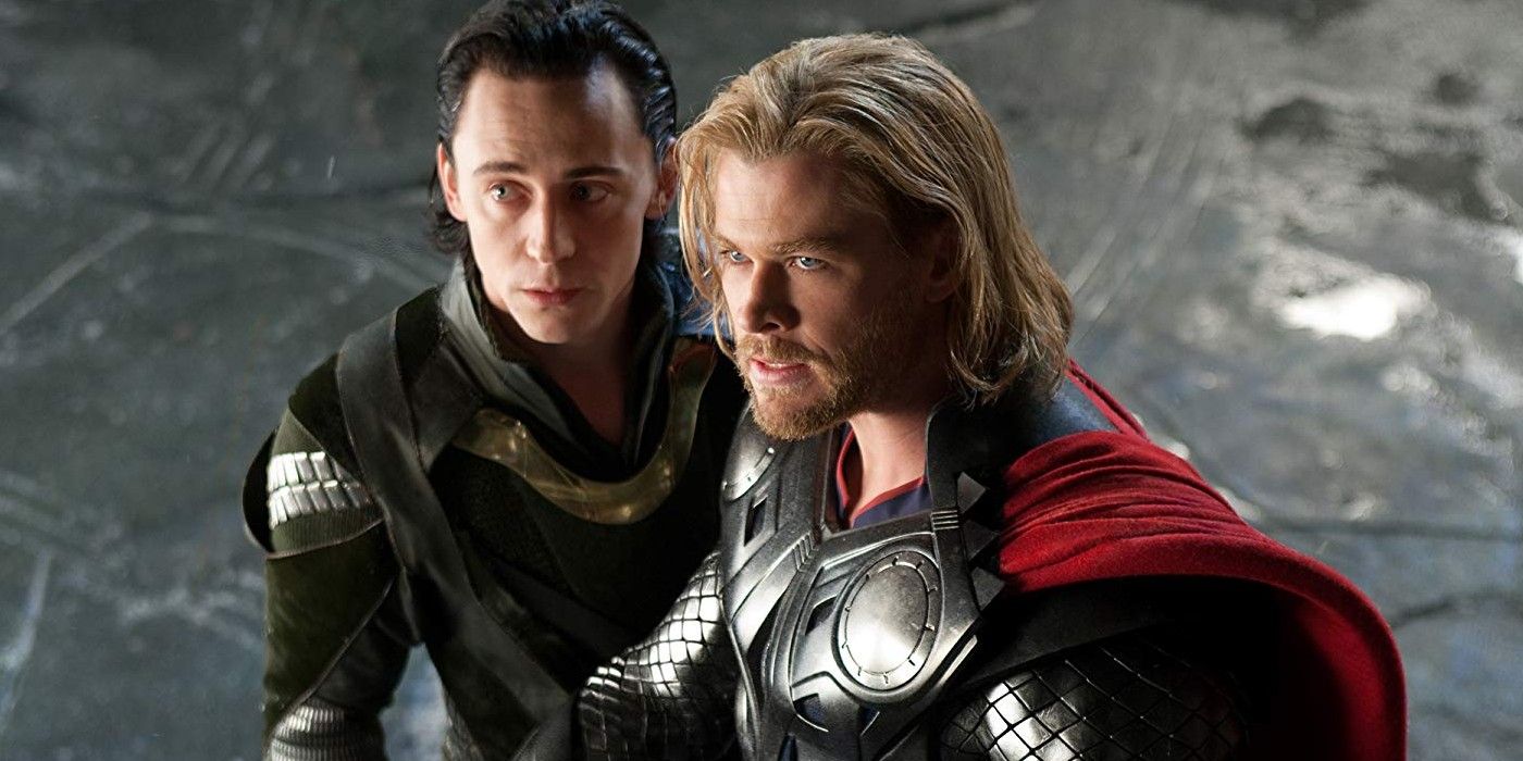 Thor and Loki look up in Thor.