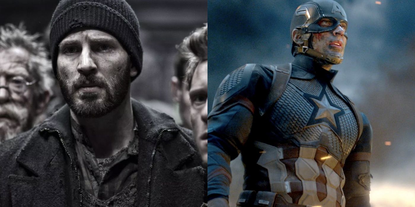 Split image of Chris Evans in Snowpiercer and Avengers: Endgame