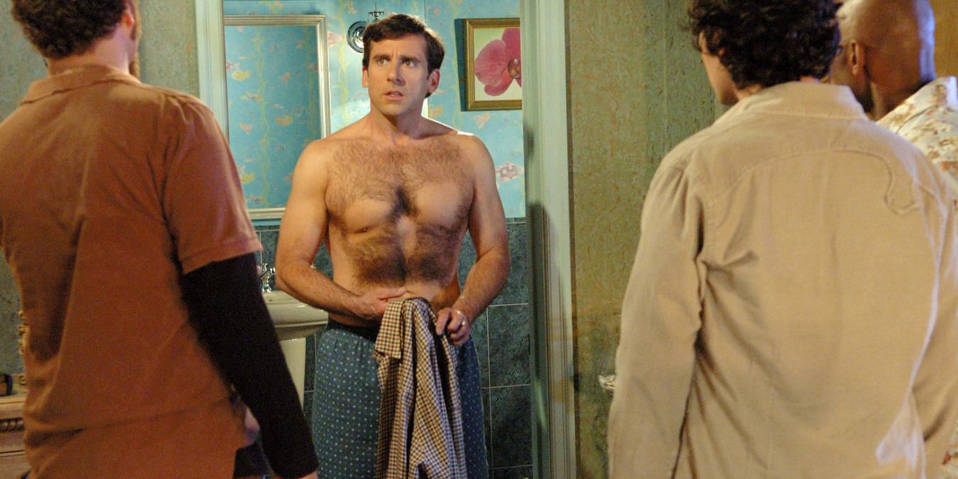 Steve Carell with a partially waxed chest in The 40-Year-Old-Virgin