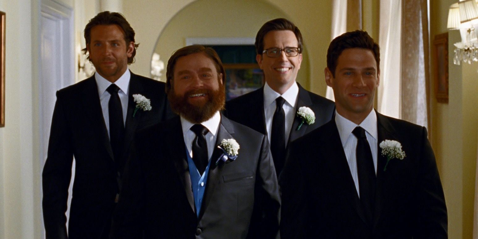 Alan Doug, Phil, and Stu wear tuxedos in The Hangover Part III 3