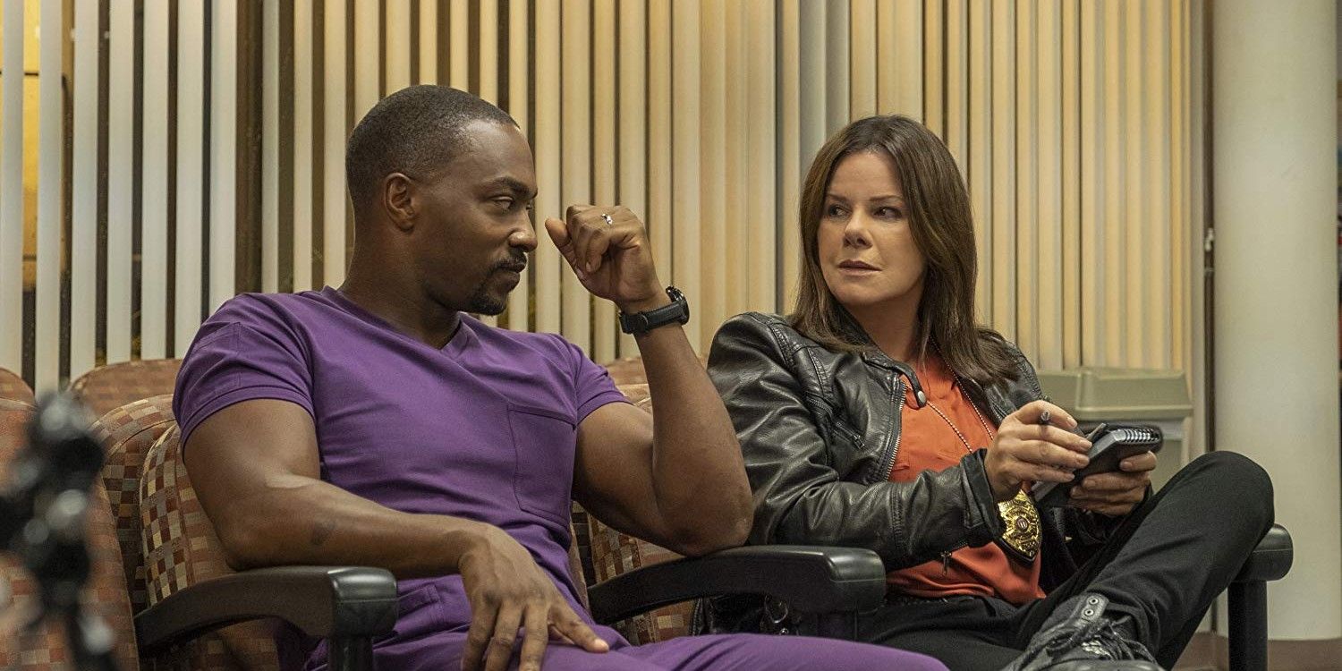 Anthony Mackie and Marcia Gay Harden in Point Blank 2019