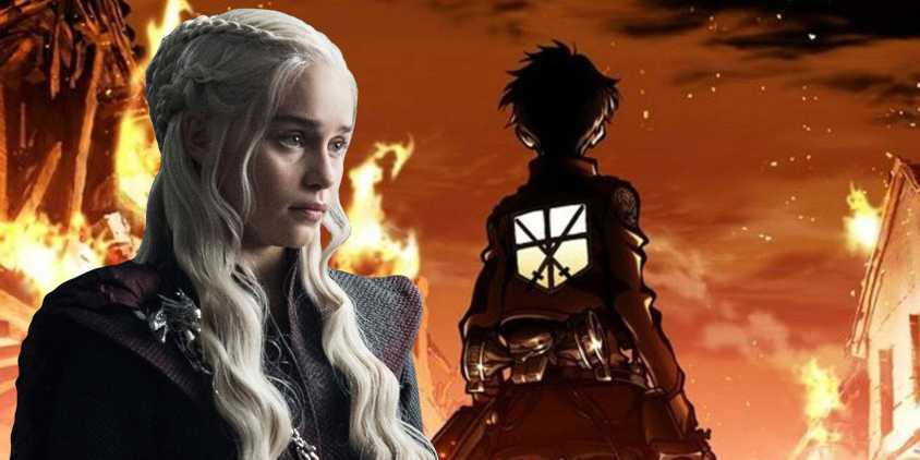 Attack on Titan Eren and Emilia Clarke as Daenerys in Game of Thrones