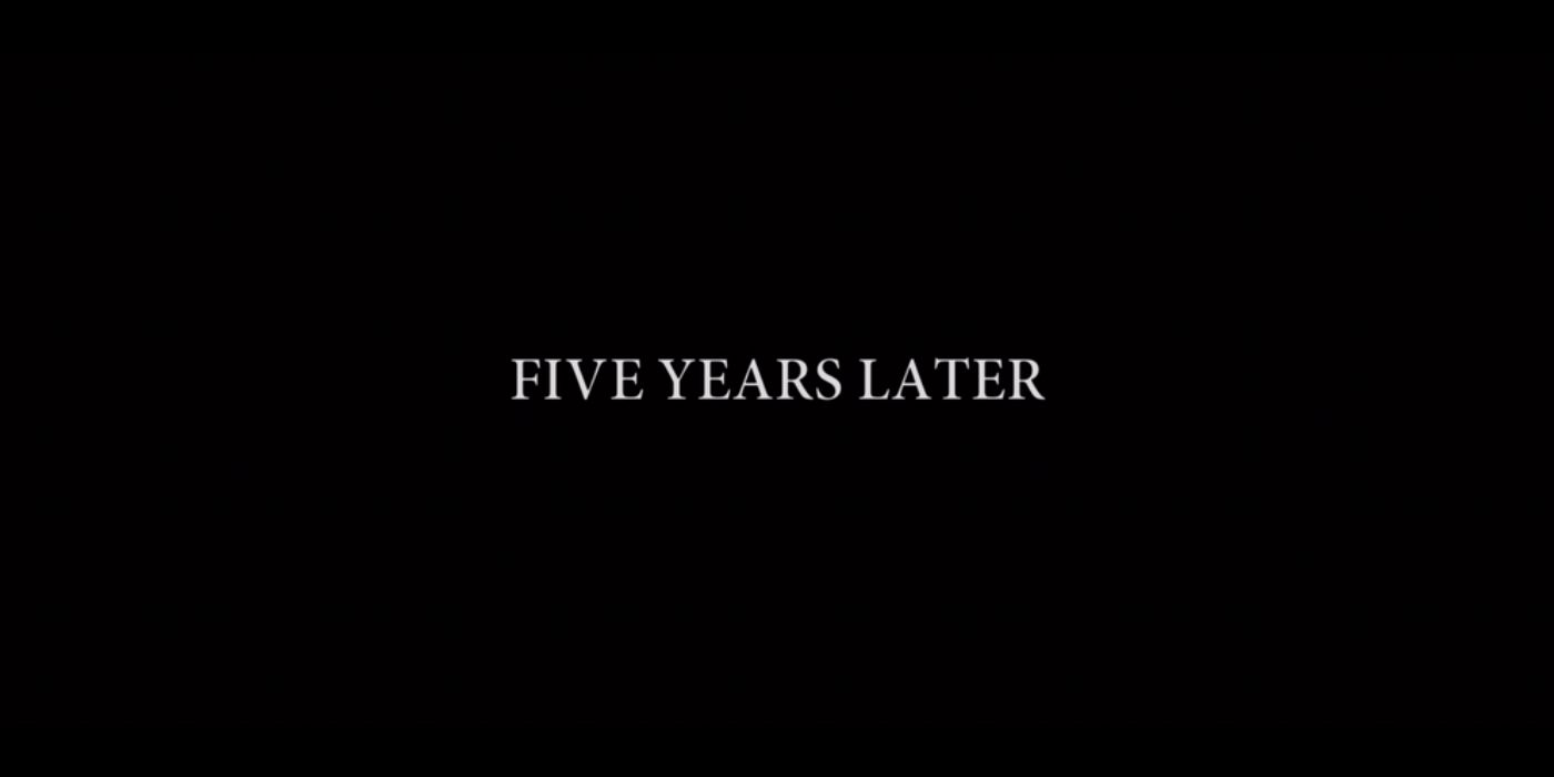 The &quot;Five Years Later&quot; title card in Avengers Endgame