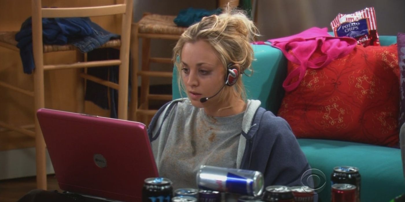 Penny is in a trance while playing a computer game on TBBT