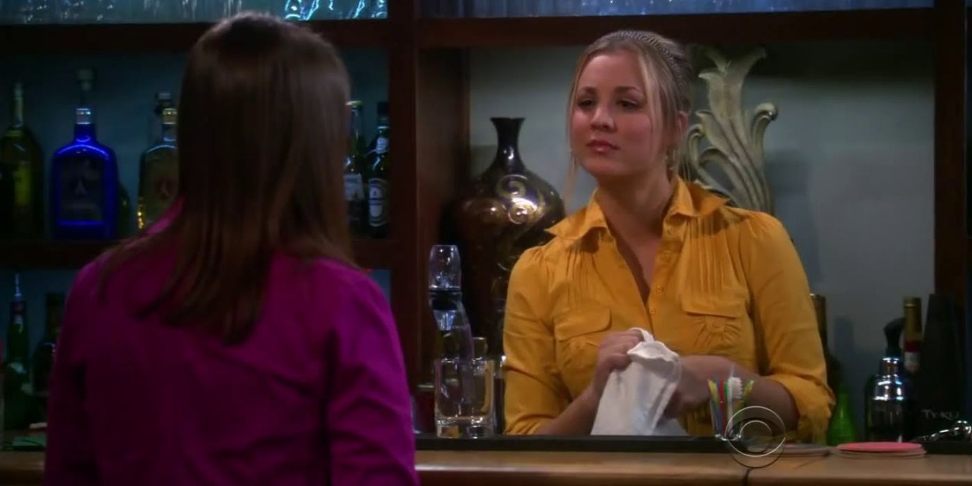 Big Bang Theory - Penny as a bartender while Amy waits