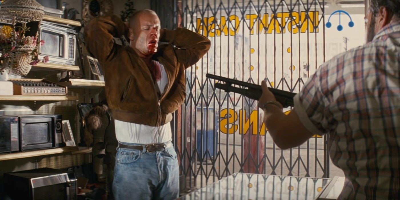 The pawn shop owner pulls a gun on Butch in Pulp Fiction.
