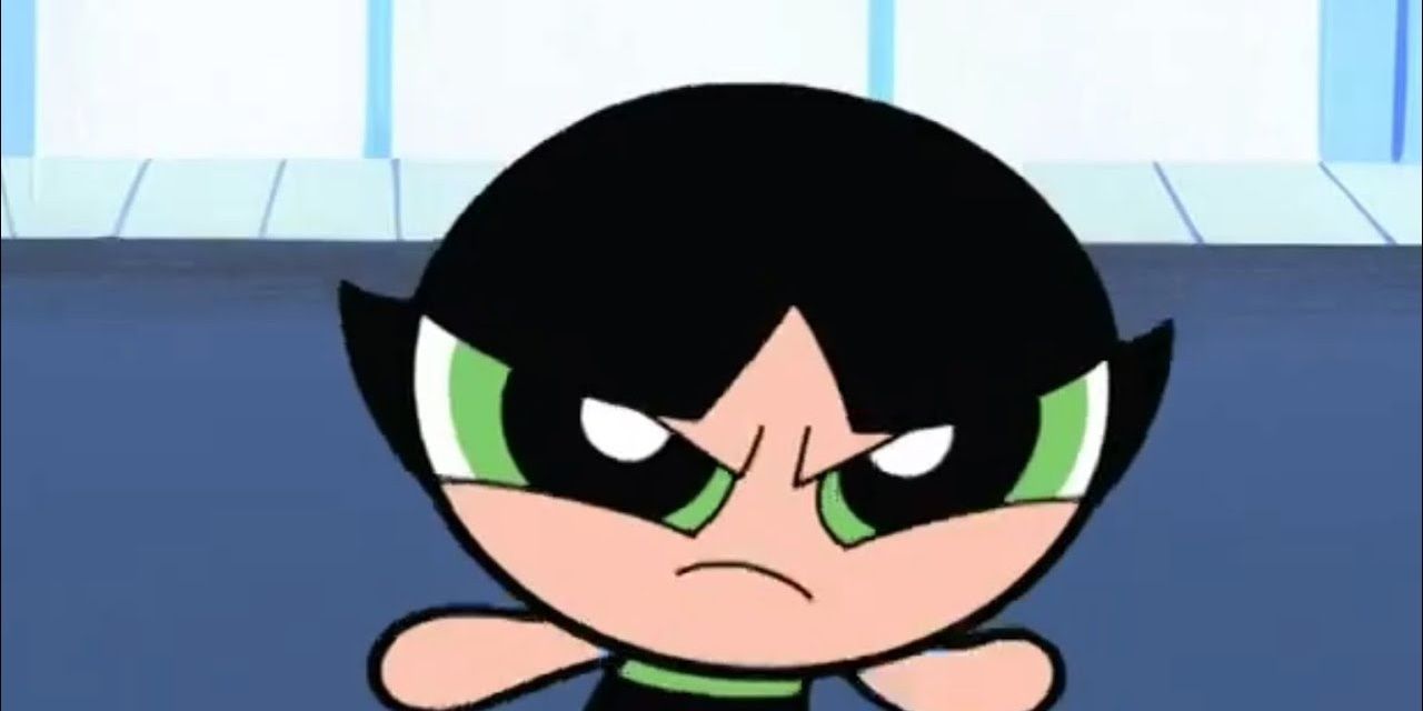 A close-up of Buttercup from the animated cartoon series The Powerpuff Girls.